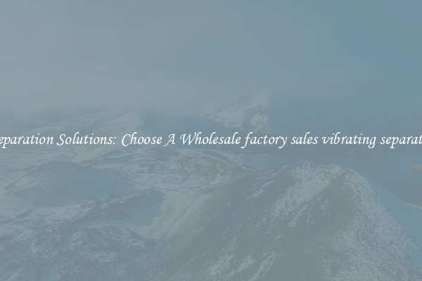 Separation Solutions: Choose A Wholesale factory sales vibrating separator