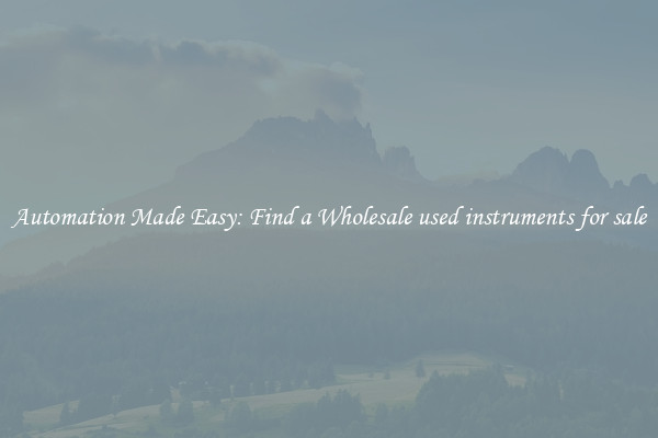  Automation Made Easy: Find a Wholesale used instruments for sale 