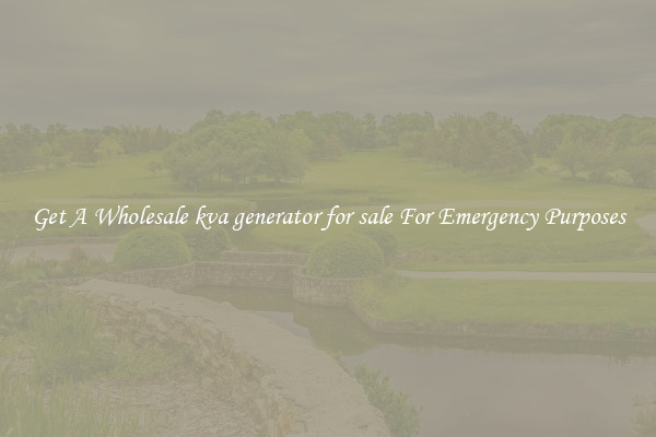 Get A Wholesale kva generator for sale For Emergency Purposes